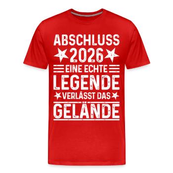 Conclusion 2026 Une légende quitte le site - T-shirt bio Premium Homme - rouge - Devant - Damien (186cm)