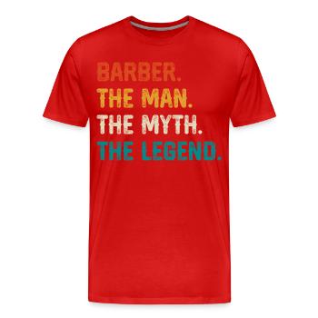 Barber Myth Legend Shirt - Männer Premium Bio T-Shirt - Rot - Vorne - Damien (186cm)