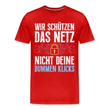 Computer Science WIR SCHÜTZEN DAS NETZ NICHT DEIN - Männer Premium Bio T-Shirt - Rot - Vorne - Damien (186cm)