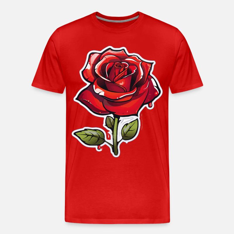 Rote Rose im Comics-Stil - Männer Premium Bio T-Shirt - Rot
