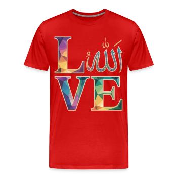 Allah Love Mosaic Geometric Art - Men's Premium Organic T-Shirt - red - Front - Damien (186cm)
