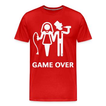 Game Over (JGA / Bräutigam / Peitsche / Bier / W) - Männer Premium Bio T-Shirt - Rot - Vorne - Damien (186cm)