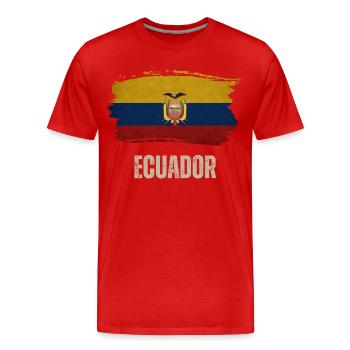 Drapeau grunge de l’Équateur, j’adore l’Équateur - T-shirt bio Premium Homme - rouge - Devant - Damien (186cm)