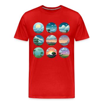 Circular landscapes of the sun - Men's Premium Organic T-Shirt - red - Front - Damien (186cm)