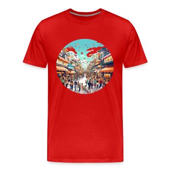 Ballonfest Straßenszene - Männer Premium Bio T-Shirt - Rot - Vorne - Damien (186cm)