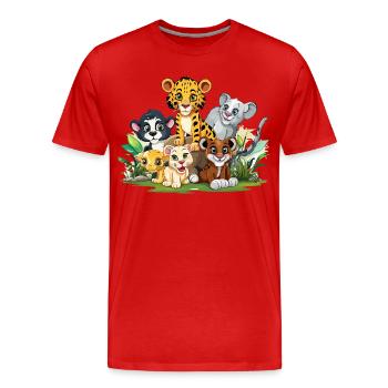 Tierfreunde im Dschungel - Männer Premium Bio T-Shirt - Rot - Vorne - Damien (186cm)