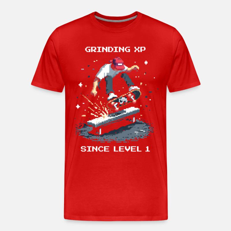 Grinding XP seit Level 1 | Skateboard - Männer Premium Bio T-Shirt - Rot