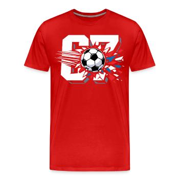 67 Football Six Seven Gen Alpha Viral Trend - Men's Premium Organic T-Shirt - red - Front - Damien (186cm)
