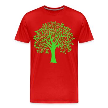 Silhouette à motif d’arbre jumbo vert - T-shirt bio Premium Homme - rouge - Devant - Damien (186cm)