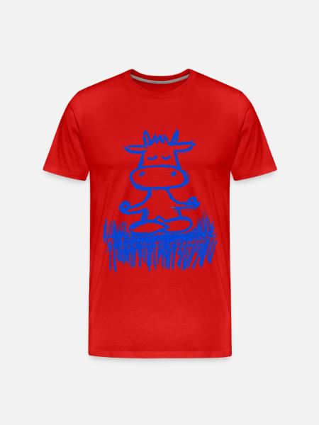 Zen cow in the meadow - Men's Premium Organic T-Shirt - red
