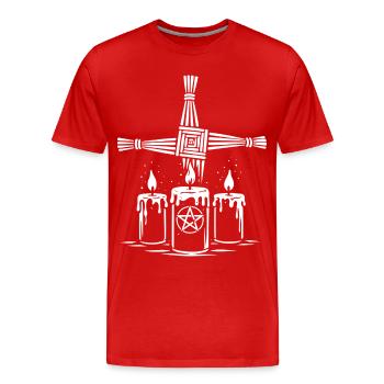 Croix d’Imbolc Brigid avec des bougies rituelles - T-shirt bio Premium Homme - rouge - Devant - Damien (186cm)
