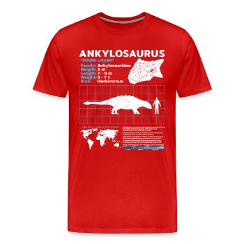 Fiche d’information sur l’Ankylosaurus - T-shirt bio Premium Homme - rouge - Devant - Damien (186cm)