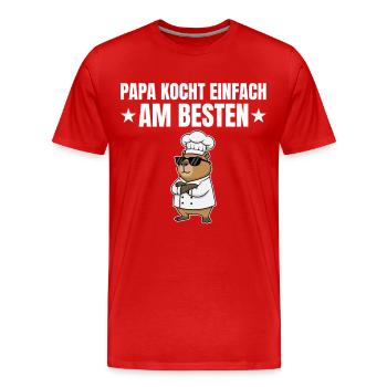 Dad Cooks Best - Capybara Chef - Men's Premium Organic T-Shirt - red - Front - Damien (186cm)