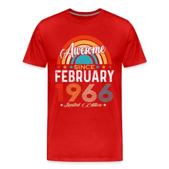 Vintage Februar 1966 Jahrgang Retro Geburtstag - Männer Premium Bio T-Shirt - Rot - Vorne - Damien (186cm)