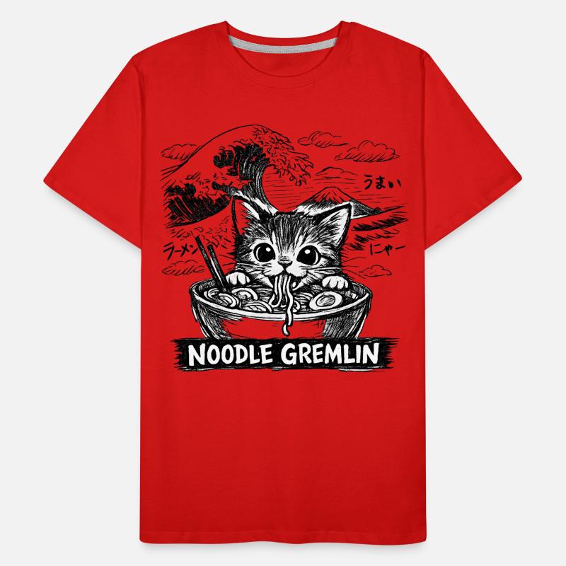 Anime Ramen de chat T-shirt bio Premium Homme
