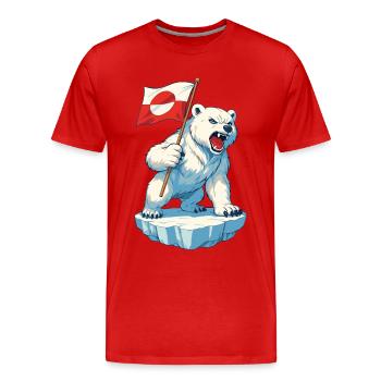 Drapeau du Groenland Le Groenland n’est pas à vendre - T-shirt bio Premium Homme - rouge - Devant - Damien (186cm)