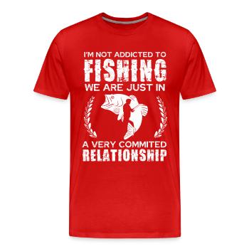 Verheiratet mit dem Angeln - Spruch - Männer Premium Bio T-Shirt - Rot - Vorne - Damien (186cm)