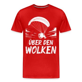 Parapente AU-DESSUS DES NUAGES Amusant - T-shirt bio Premium Homme - rouge - Devant - Damien (186cm)