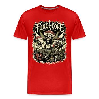 Fungi Core Mosh Pit Maestros Mushroom Metal - Men's Premium Organic T-Shirt - red - Front - Damien (186cm)