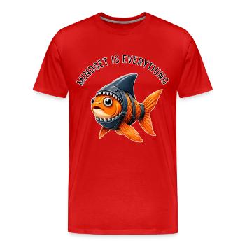 Mindset Fisch – Sei der Hai - Männer Premium Bio T-Shirt - Rot - Vorne - Damien (186cm)