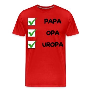 Liste de contrôle de l’UROPA - T-shirt bio Premium Homme - rouge - Devant - Damien (186cm)