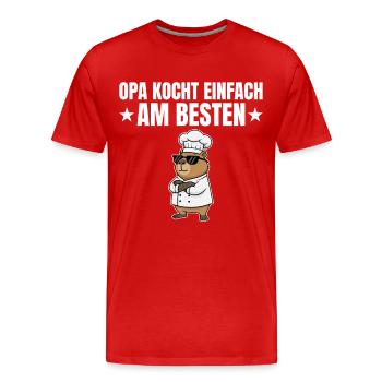 Grand-père cuisine tout simplement mieux - Capybara Koch - T-shirt bio Premium Homme - rouge - Devant - Damien (186cm)