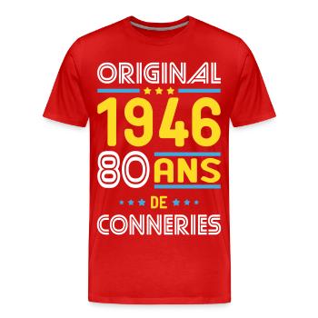 Original – 1946 – 80 Jahre - Männer Premium Bio T-Shirt - Rot - Vorne - Damien (186cm)