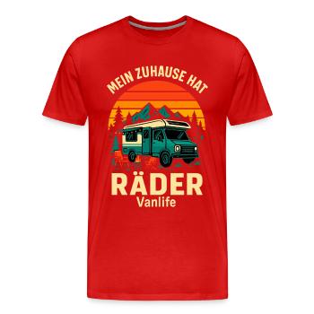 Ma maison a des roues | Vanlife Camper - T-shirt bio Premium Homme - rouge - Devant - Damien (186cm)