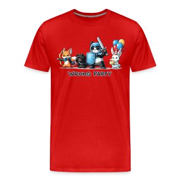 False Party – Knight, Rogue, Mage & Birth - Men's Premium Organic T-Shirt - red - Front - Damien (186cm)