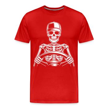 Skeleton at the wheel - Men's Premium Organic T-Shirt - red - Front - Damien (186cm)