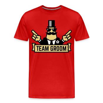 Teambräutigam (Junggesellenabschied mit dem Zeigen 3C) - Männer Premium Bio T-Shirt - Rot - Vorne - Damien (186cm)