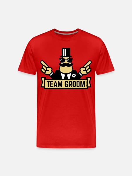 Team Groom (Pointing Stag Night Bachelor Party 3C) - Men's Premium Organic T-Shirt - red
