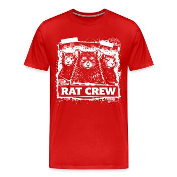 Rat Crew – Urban Rattenmotiv - Männer Premium Bio T-Shirt - Rot - Vorne - Damien (186cm)