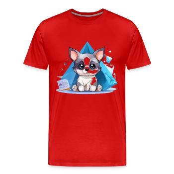 Chiot en Cristal dans le style Glace - T-shirt bio Premium Homme - rouge - Devant - Damien (186cm)