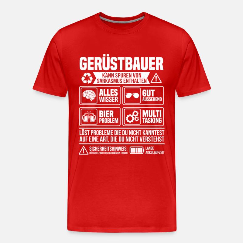 Gerüstbauer Infografik – Lustiger Handwerker - Männer Premium Bio T-Shirt - Rot