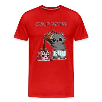 C’mon, Do Something – Kaffee für mein Gehirn - Männer Premium Bio T-Shirt - Rot - Vorne - Damien (186cm)