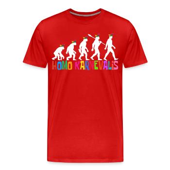 Homo Carnival | Evolution of Fools, Shrovetide - Men's Premium Organic T-Shirt - red - Front - Damien (186cm)