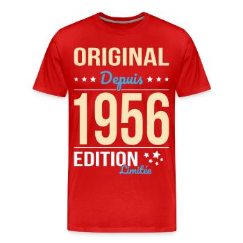 Original seit 1956 – 70-jähriges Jubiläum - Männer Premium Bio T-Shirt - Rot - Vorne - Damien (186cm)