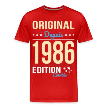 Original seit 1986 – 40-jähriges Jubiläum - Männer Premium Bio T-Shirt - Rot - Vorne - Damien (186cm)