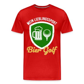 Mon sport préféré : la bière, le golf - T-shirt bio Premium Homme - rouge - Devant - Damien (186cm)