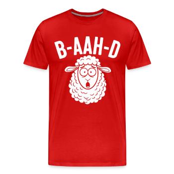 Sheep Pun Humor - Men's Premium Organic T-Shirt - red - Front - Damien (186cm)