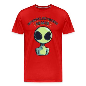 intergalaktischer gamer alien zocken - Männer Premium Bio T-Shirt - Rot - Vorne - Damien (186cm)