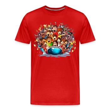 Cheering crowds on boat - Men's Premium Organic T-Shirt - red - Front - Damien (186cm)