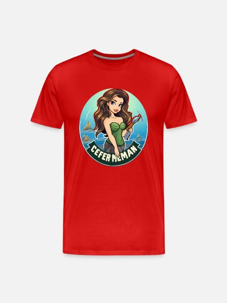 Meeresheldin Badge Motiv - Männer Premium Bio T-Shirt - Rot