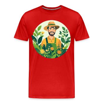 Gärtner im Blumengarten Hobbygärtner Pflanzenring - Männer Premium Bio T-Shirt - Rot - Vorne - Damien (186cm)
