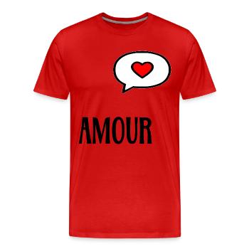 Amour Cœur - T-shirt bio Premium Homme - rouge - Devant - Damien (186cm)