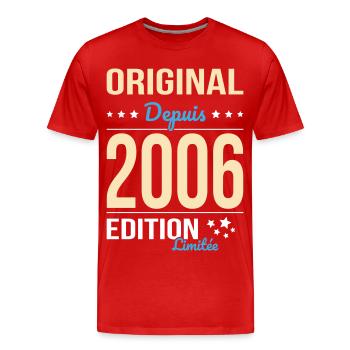 Original seit 2006 – 20-jähriges Jubiläum - Männer Premium Bio T-Shirt - Rot - Vorne - Damien (186cm)