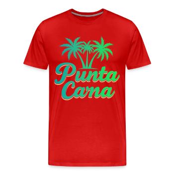 Vacances caribéennes à Punta Cana avec palmiers - T-shirt bio Premium Homme - rouge - Devant - Damien (186cm)