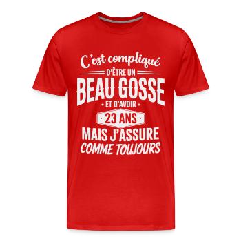Humor handsome kid 23 years birthday - Men's Premium Organic T-Shirt - red - Front - Damien (186cm)