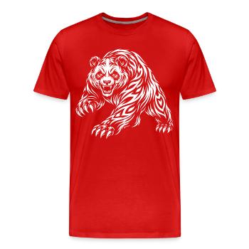 Wilder Panda – Tribal Bären Motiv - Männer Premium Bio T-Shirt - Rot - Vorne - Damien (186cm)